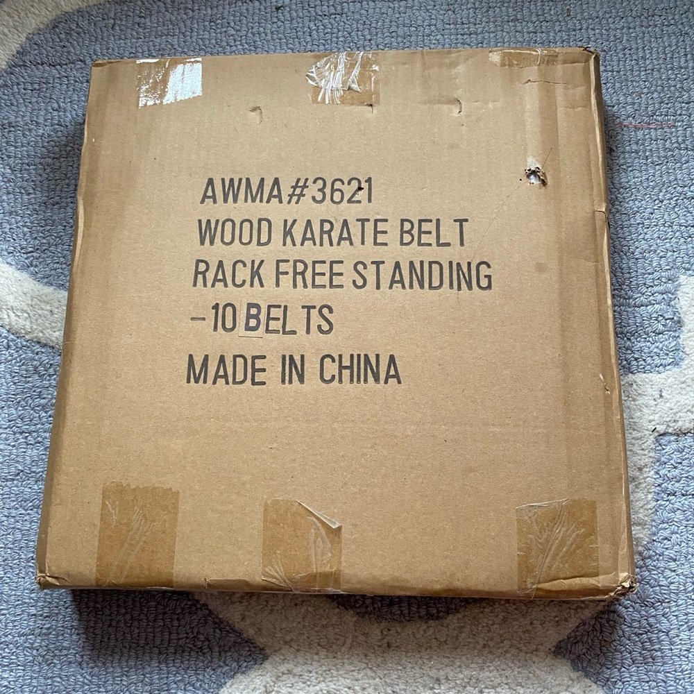 New Wood Karate Belt Rack. Free Standing. Holds 10 belts.